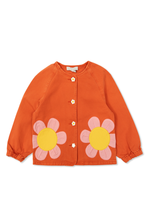 Denim jacket with floral motif